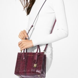 Michael Kors Red Mercer Snakeskin Crossbody Purse